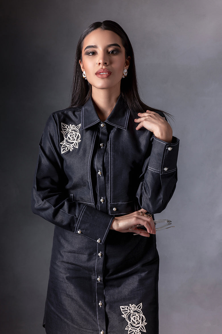 Coalex Floral Patch Shirt Dress