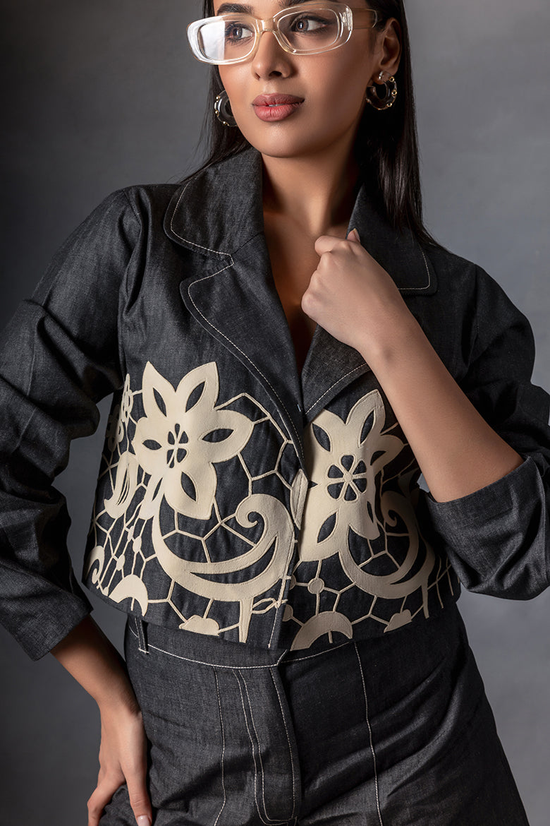 Charcoal Grey Crop Jacket