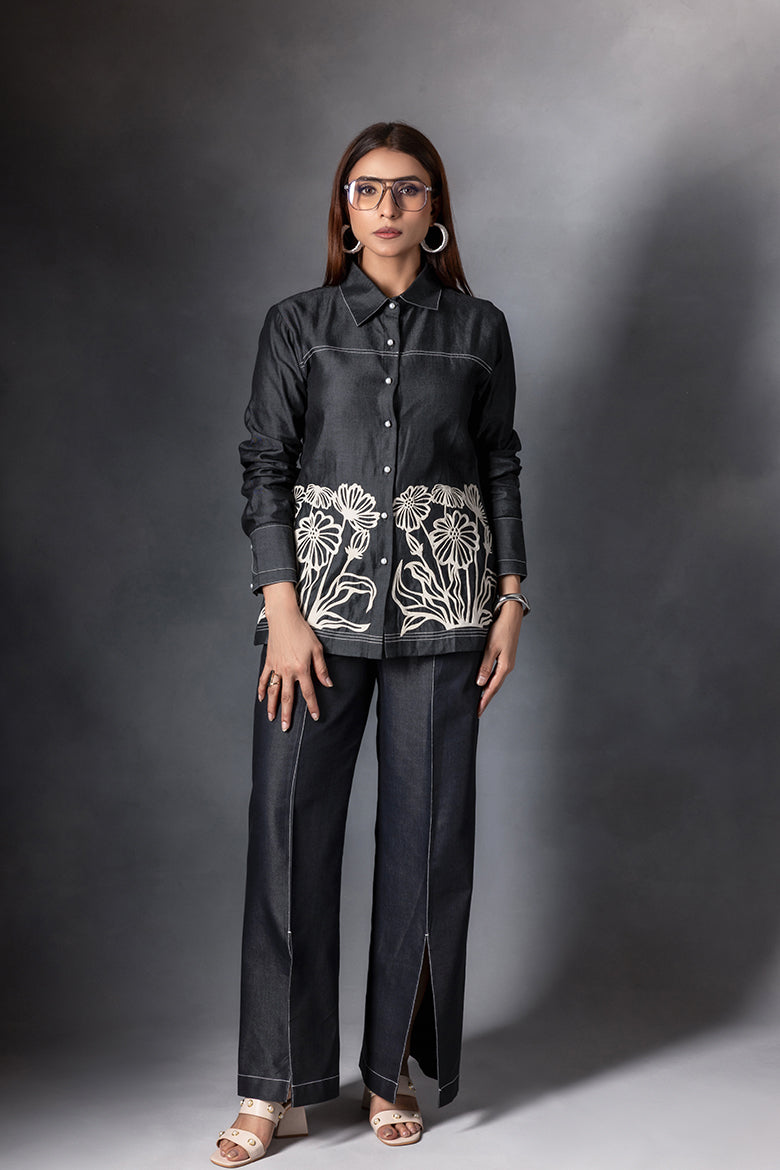 Charcoal Grey Floral Shirt