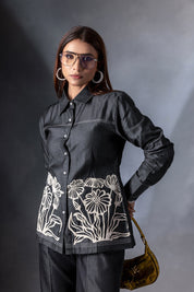 Charcoal Grey Floral Shirt