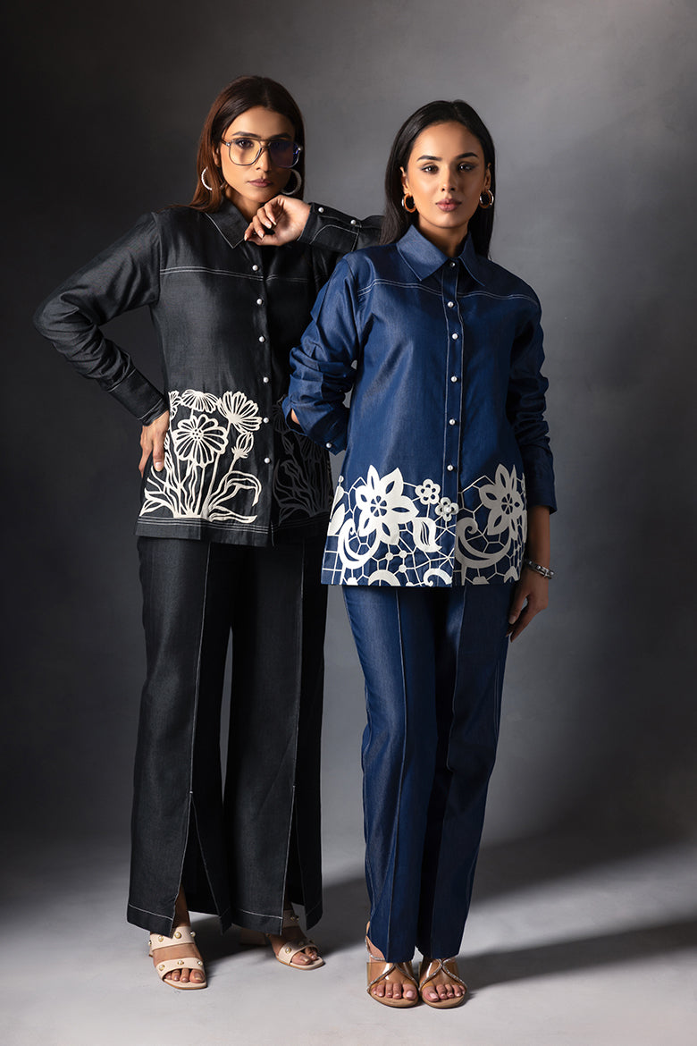 Charcoal Grey Floral Panel Co-ord Set
