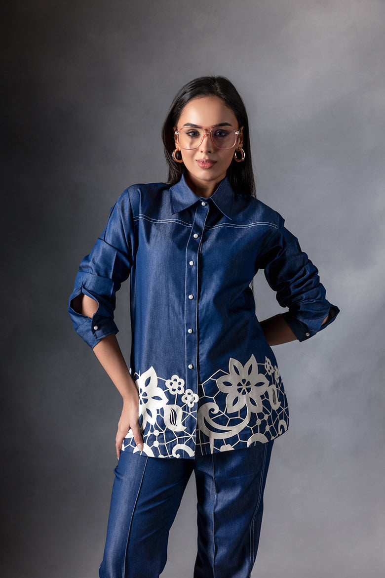 Midnight Blue Denim Patch Co-ord Set