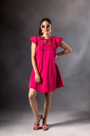 Fusia Pink 3D flower Dress