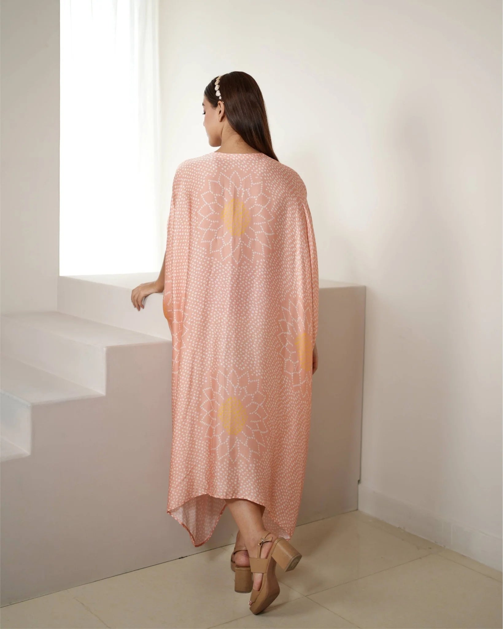 Blush Pink Kaftan Bandhej