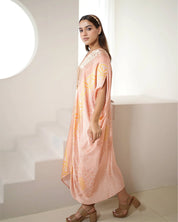 Blush Pink Kaftan Bandhej
