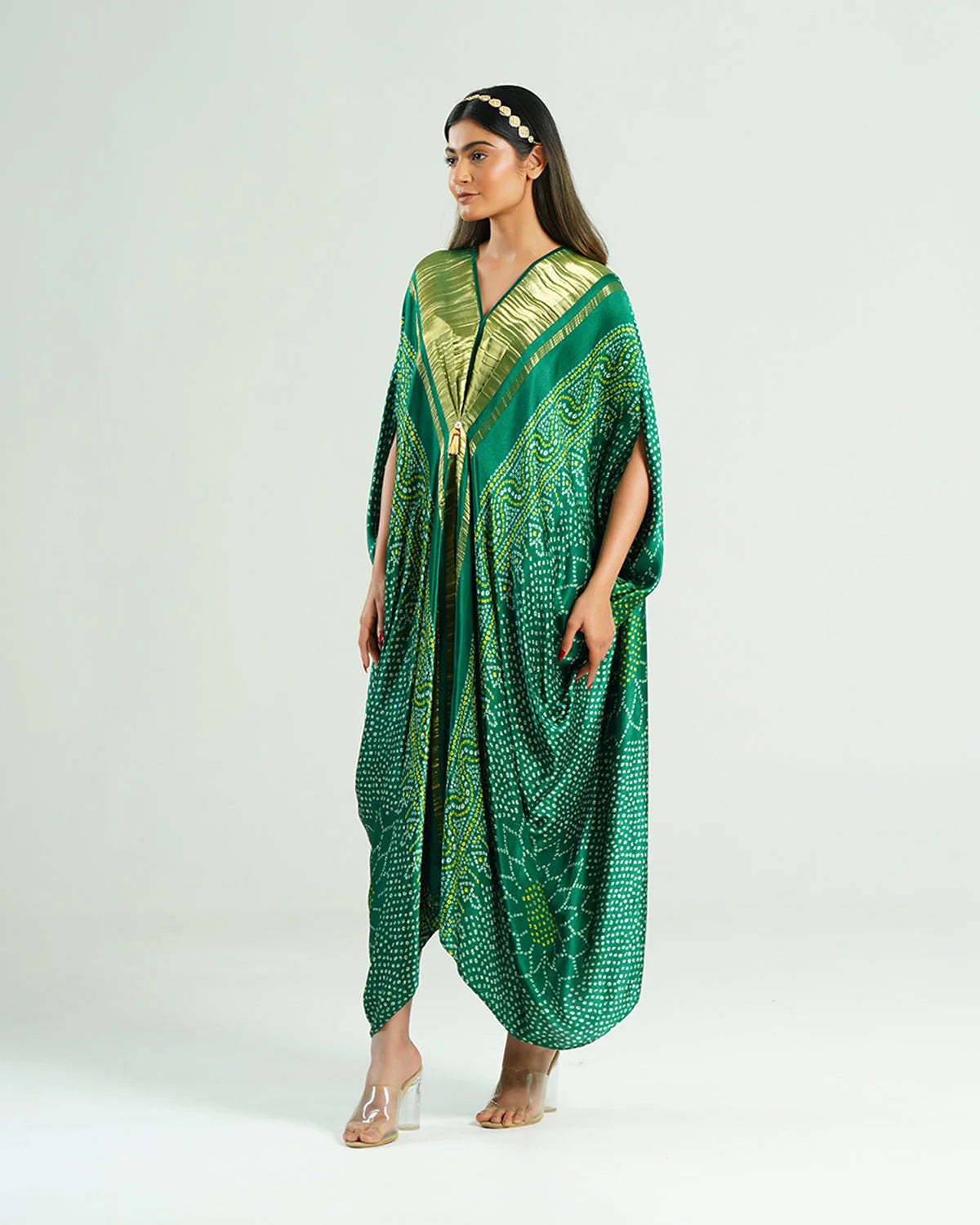 Emerald Green Kaftan Bandhej