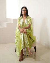 Fresh Green Kaftan Bandhej