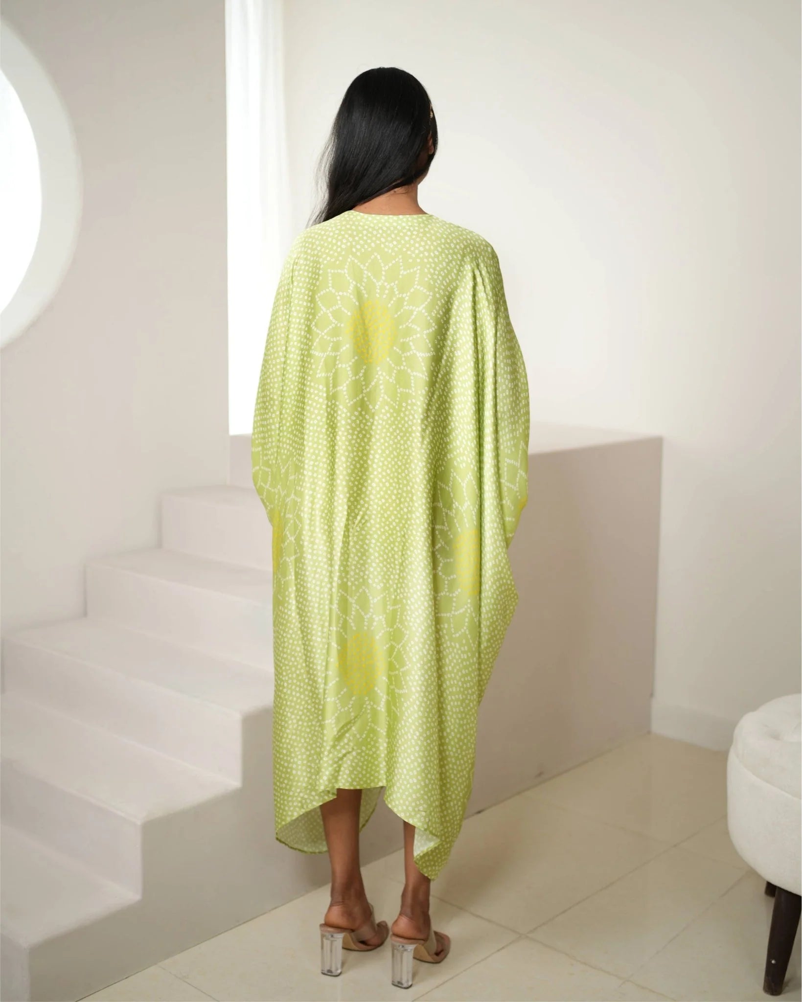 Fresh Green Kaftan Bandhej