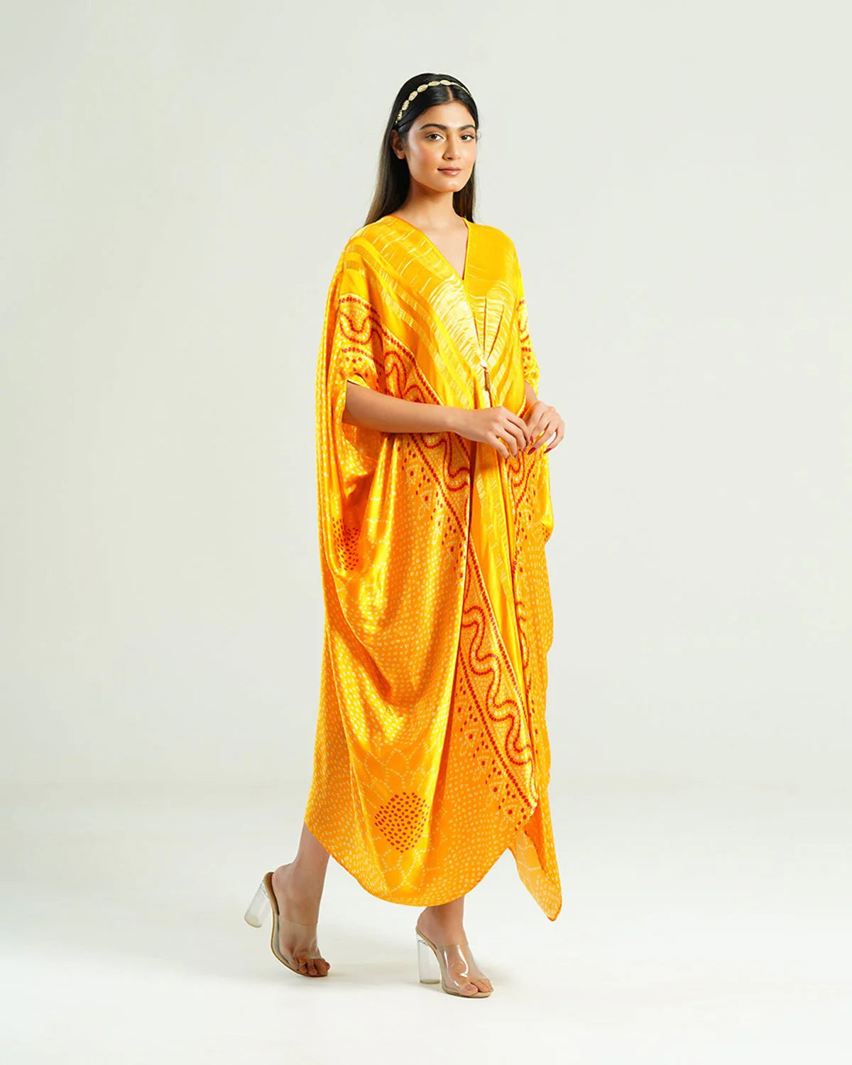 Mustard Yellow Kaftan Bandhej