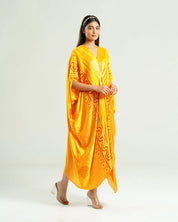 Mustard Yellow Kaftan Bandhej