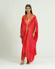 Red  Kaftan Bandhej