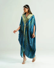 Teal Blue Kaftan Bandhej