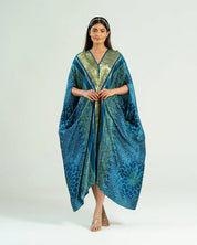 Teal Blue Kaftan Bandhej