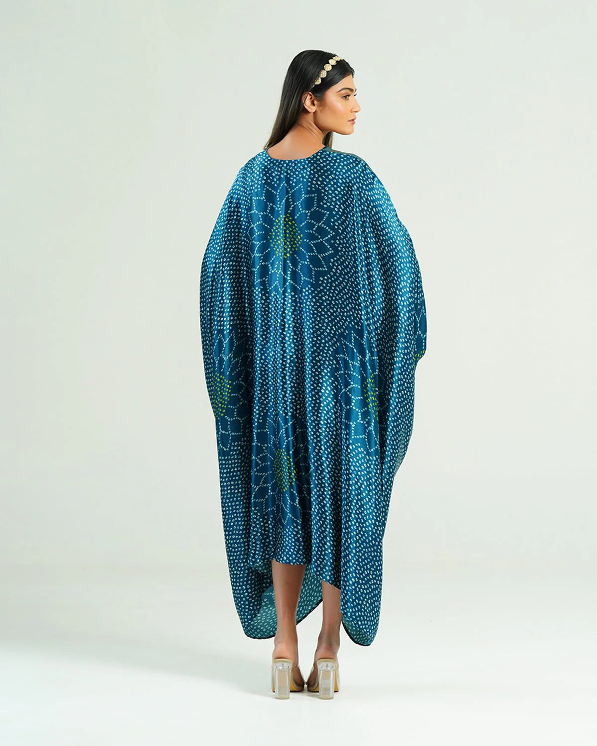 Teal Blue Kaftan Bandhej