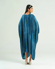 Teal Blue Kaftan Bandhej