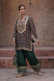 Kai Green Crepe Kurti Pant Set