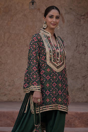 Kai Green Crepe Kurti Pant Set