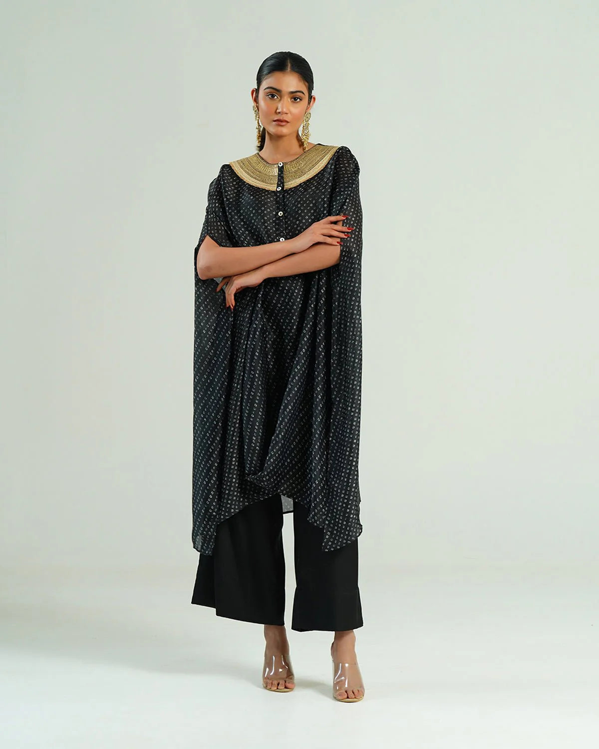 Bandhej Black & Gold Kurta Set