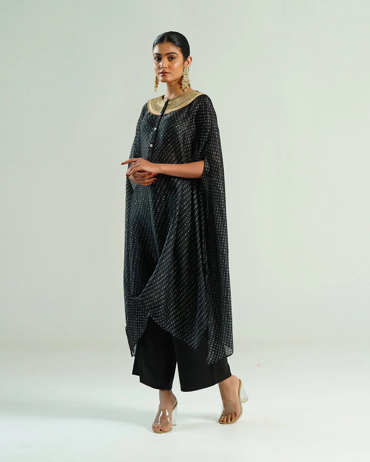 Bandhej Black & Gold Kurta Set