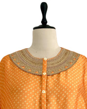 Bandhej Mango Orange & Gold Kurta Set