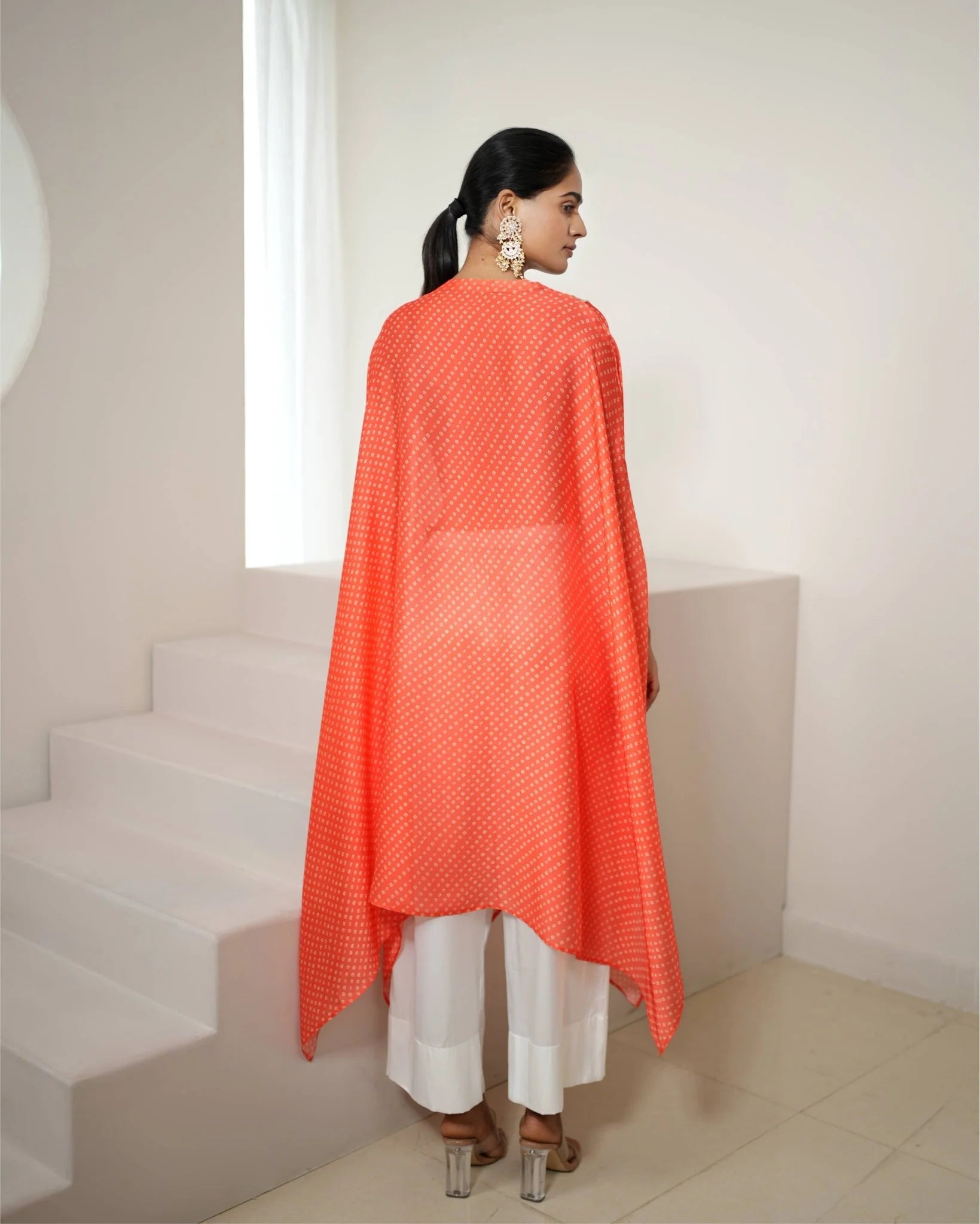 Bandhej Orange & Gold Kurta Set
