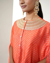 Bandhej Orange & Gold Kurta Set