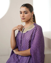 Bandhej Purple & Gold Kurta Set