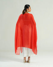 Bandhej Red & Gold V Neck Kurta Set