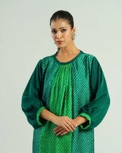 Bandhej Parrot & Dark Green  Kurta Set