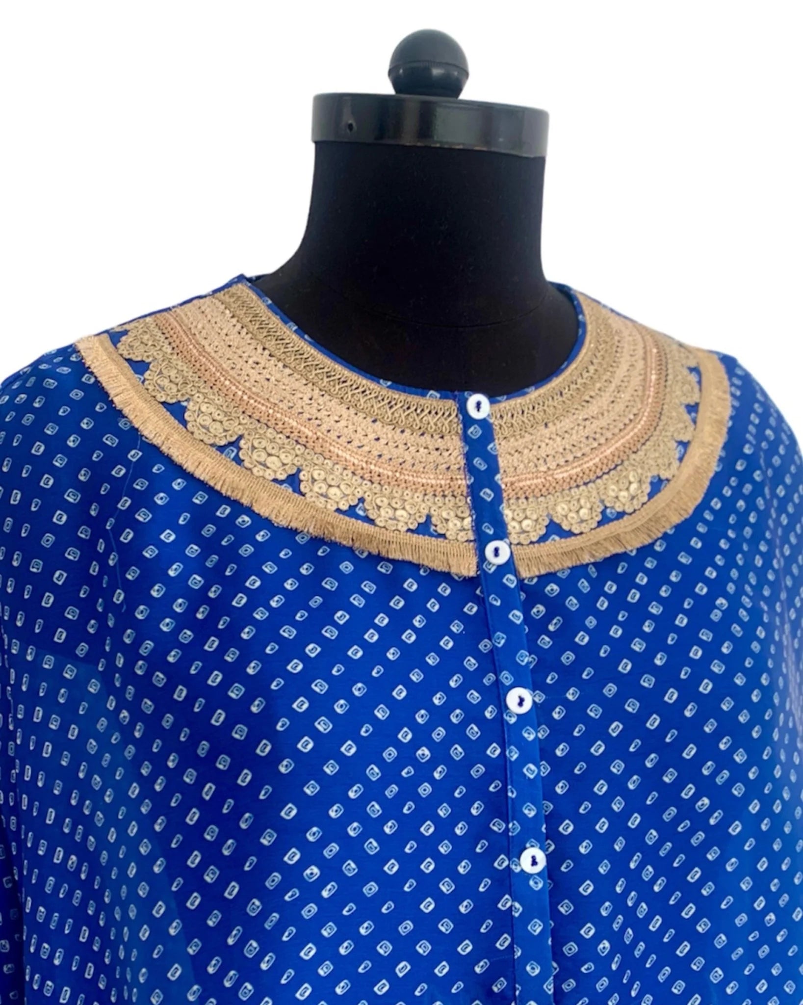 Bandhej Turquoise Blue & Gold Kurta Set