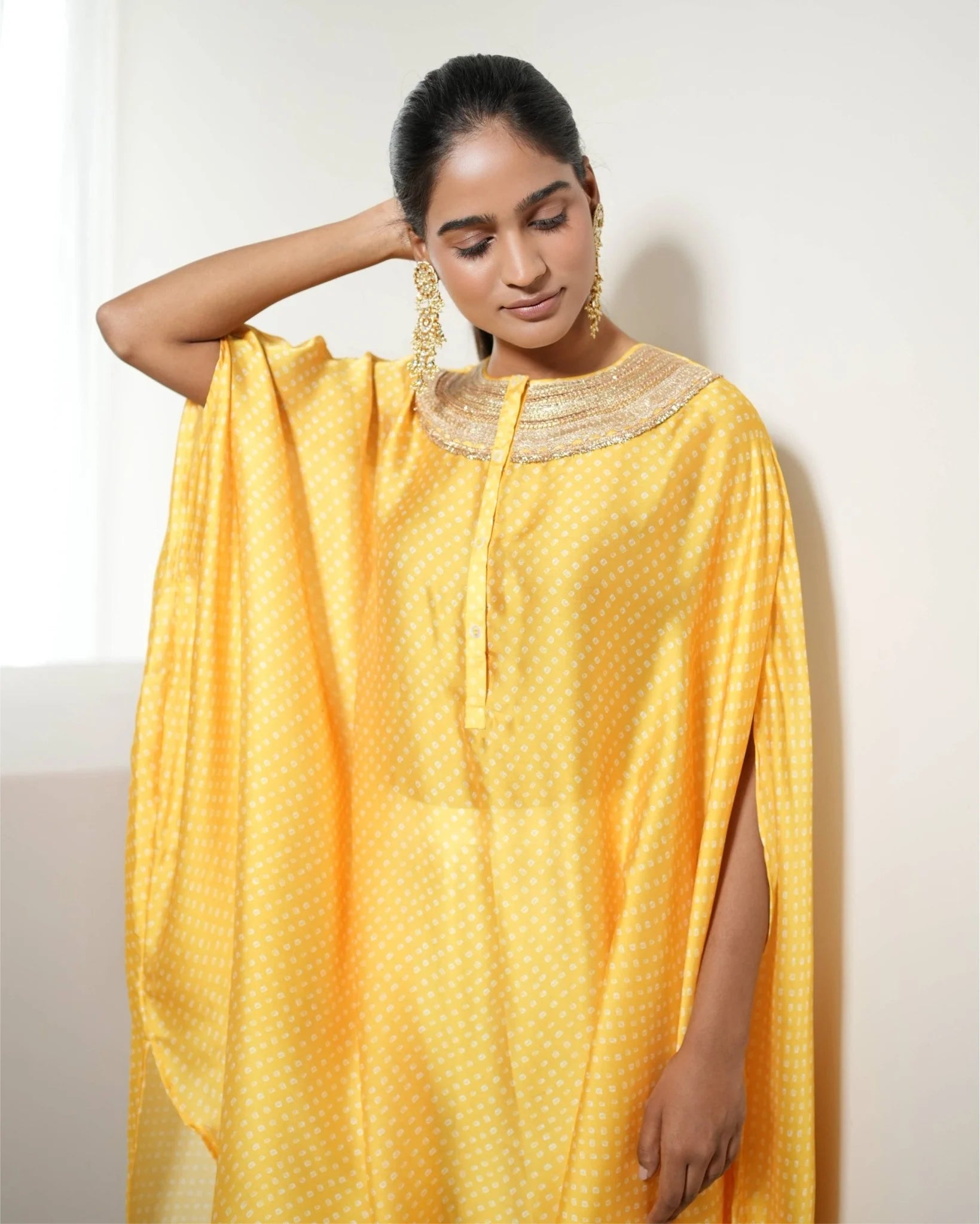 Bandhej Yellow & Gold Kurta Set