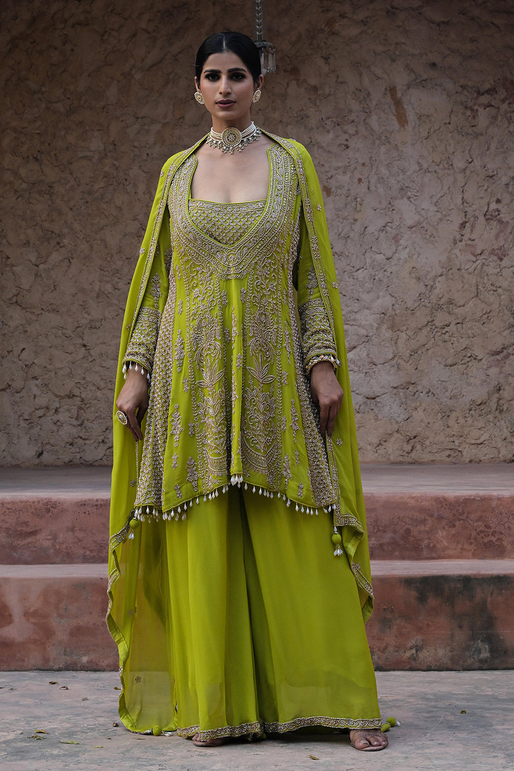 Lime Green Kurta Palazzo Set