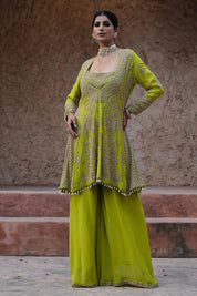 Lime Green Kurta Palazzo Set