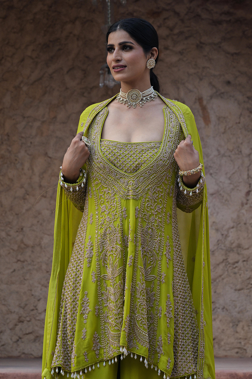 Lime Green Kurta Palazzo Set