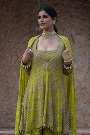 Lime Green Kurta Palazzo Set