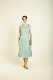Mint Printed Jacket With Plain Dress