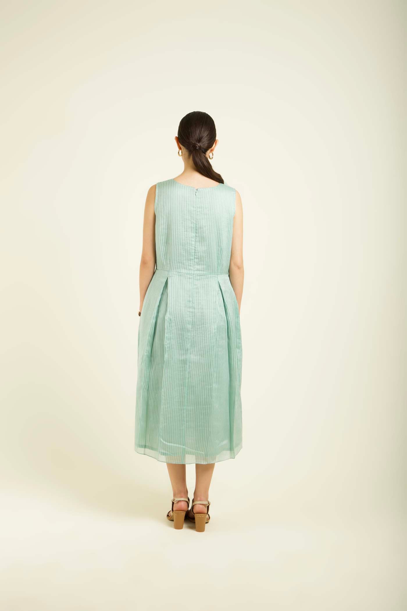 Mint Printed Jacket With Plain Dress