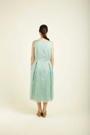 Mint Printed Jacket With Plain Dress