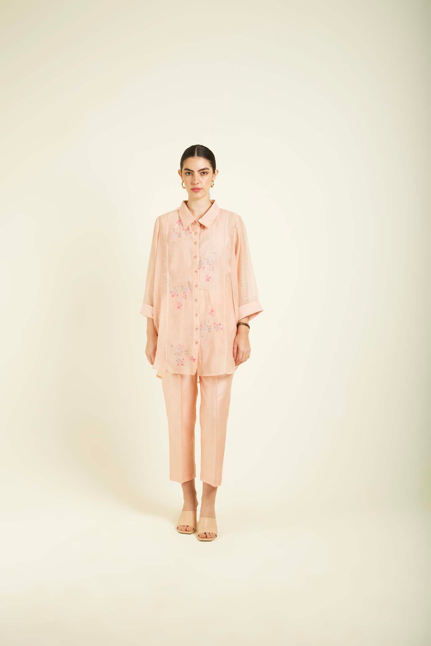 Old Rose Shirt And Straight Pants