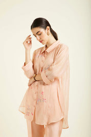 Old Rose Shirt And Straight Pants