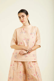 Old Rose Printed Top With Culottes