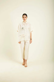 Ivory Kaftan Shirt With Straight Pant