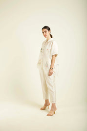 Ivory Kaftan Shirt With Straight Pant