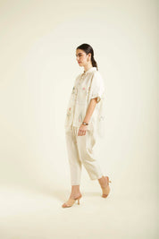 Ivory Kaftan Shirt With Straight Pant