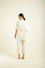 Ivory Kaftan Shirt With Straight Pant