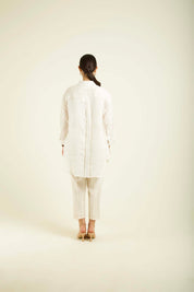 Ivory Country Shirt With Embroidery And Straight Pants