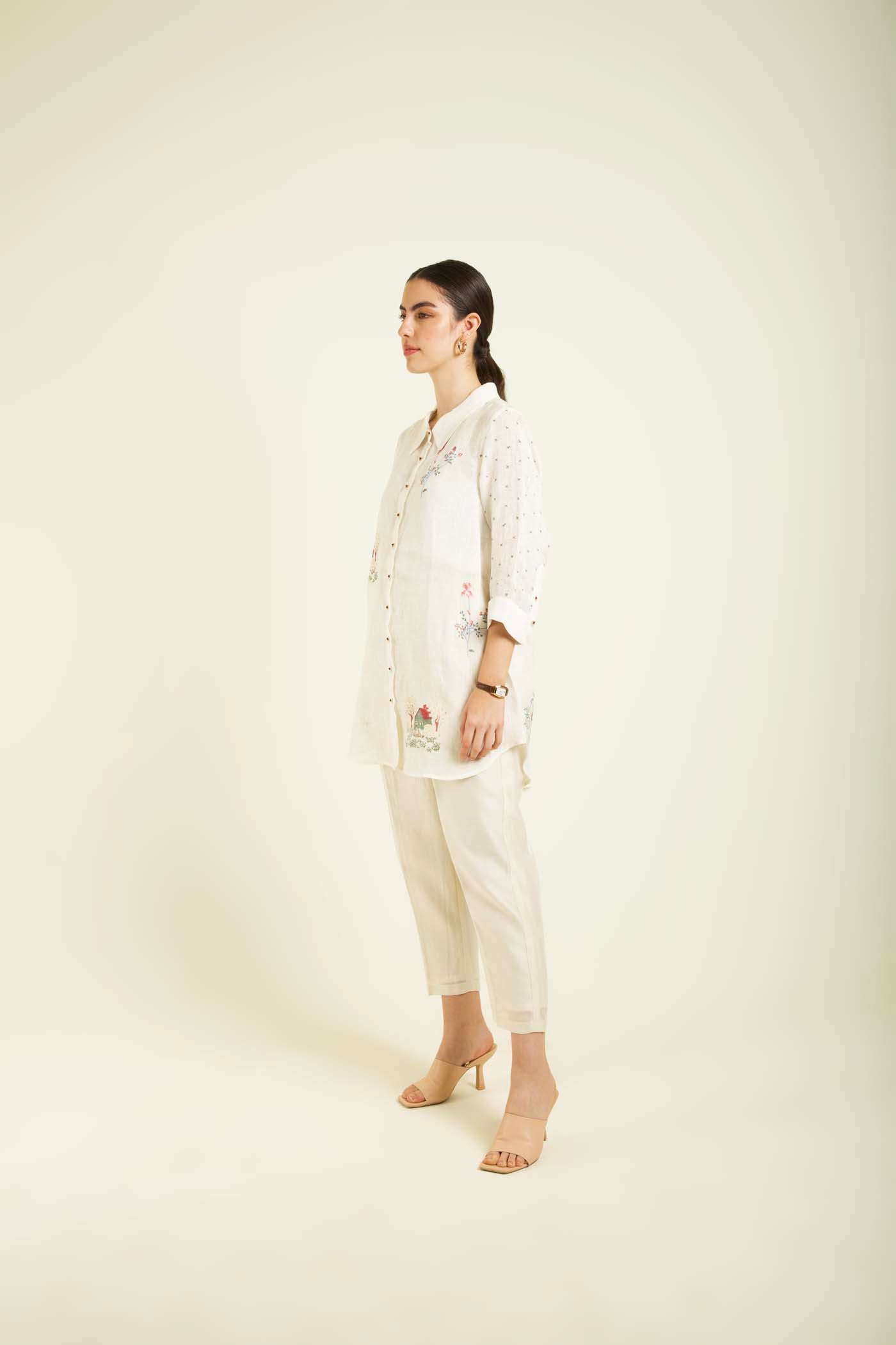Ivory Shirt With Straight Pants