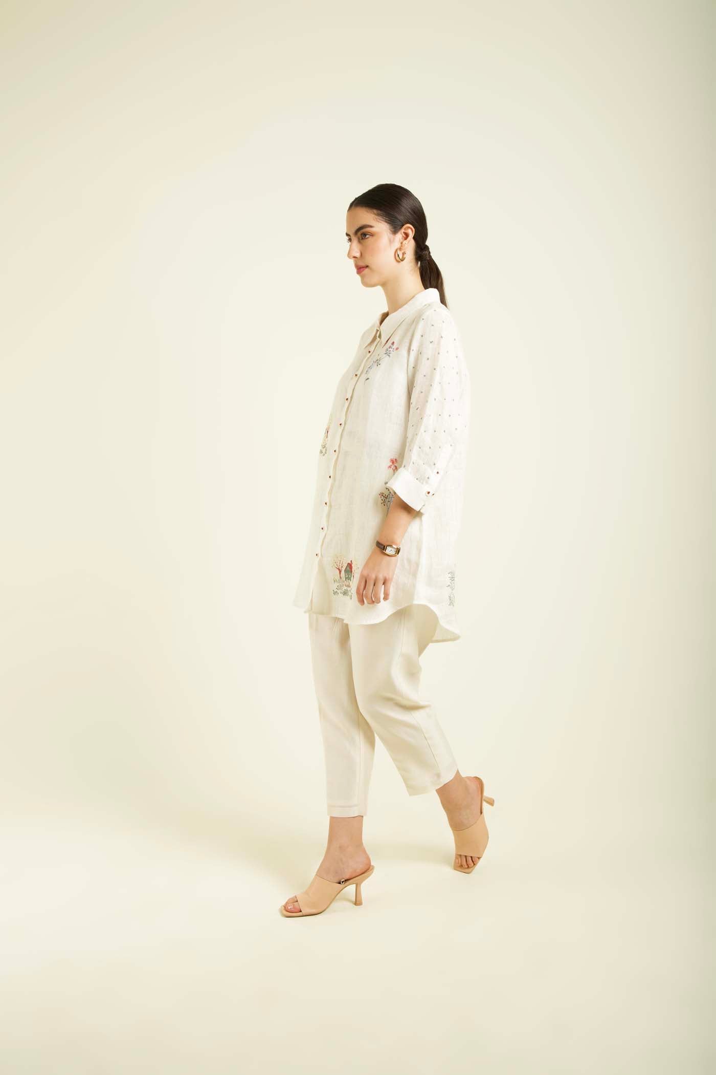Ivory Shirt With Straight Pants