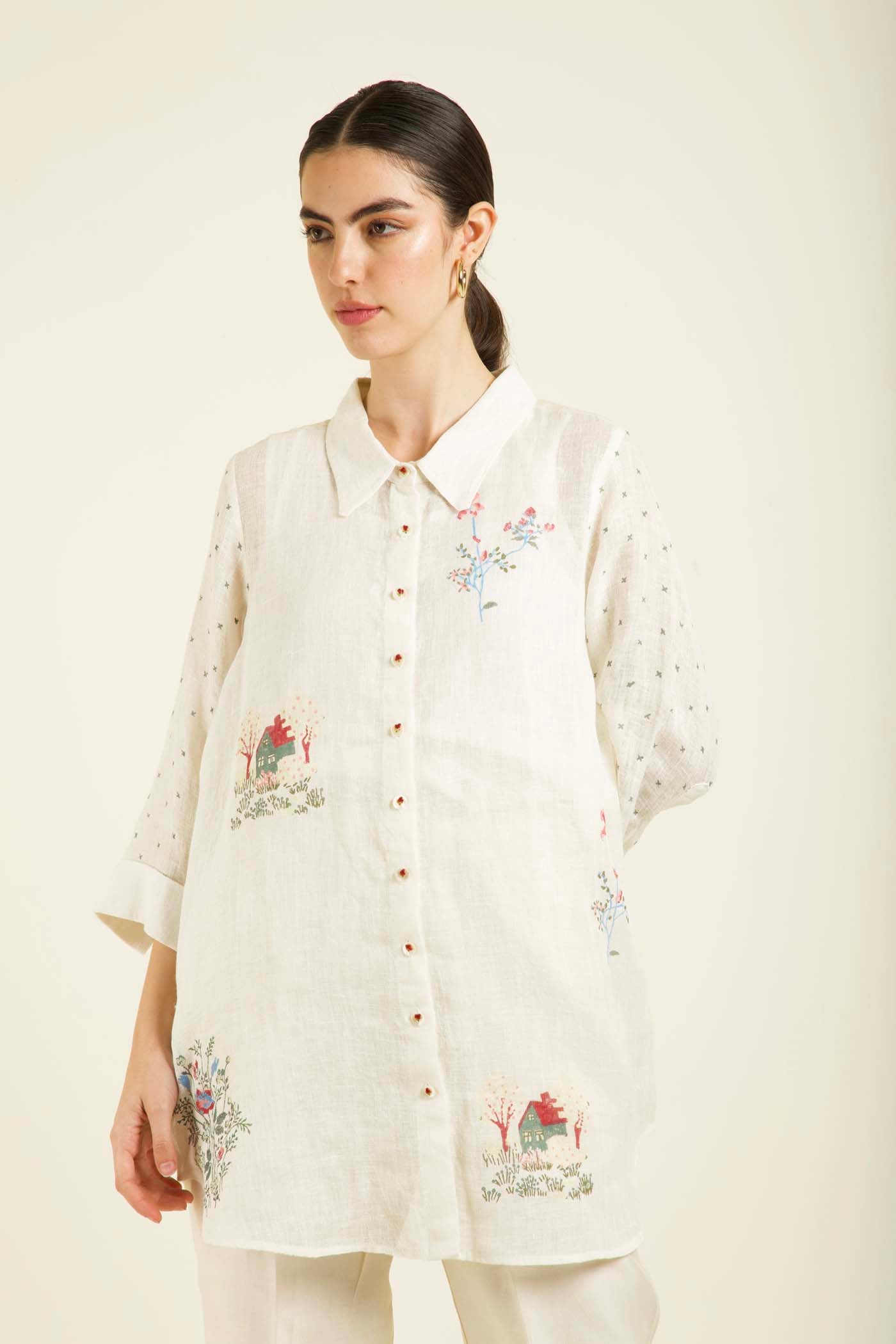 Ivory Shirt With Straight Pants