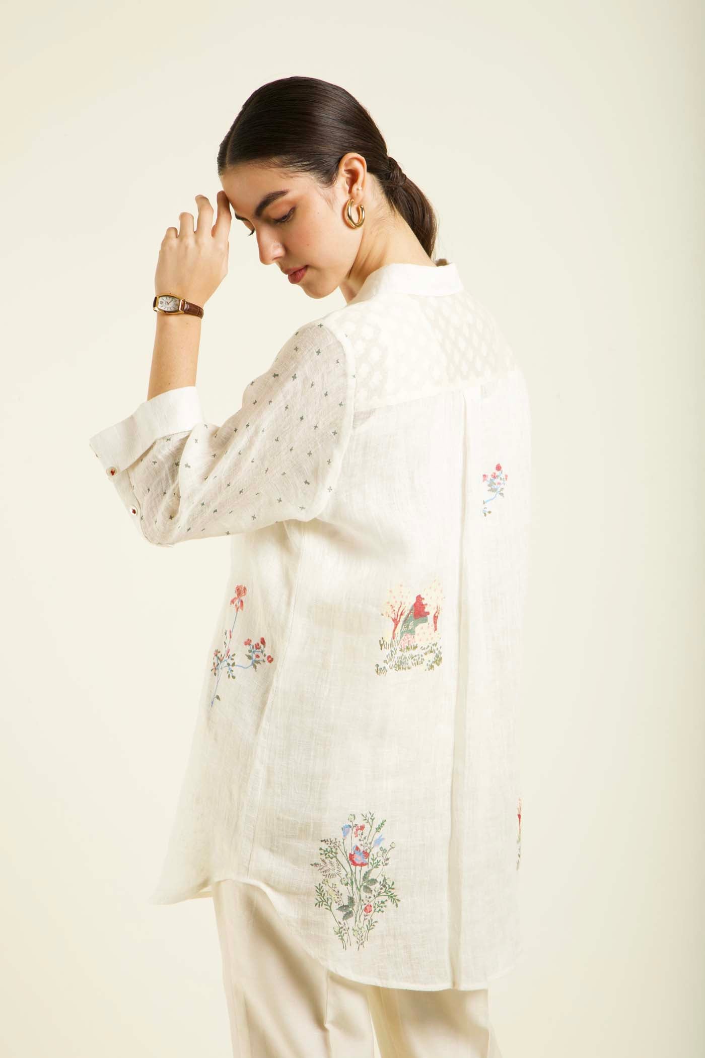 Ivory Shirt With Straight Pants